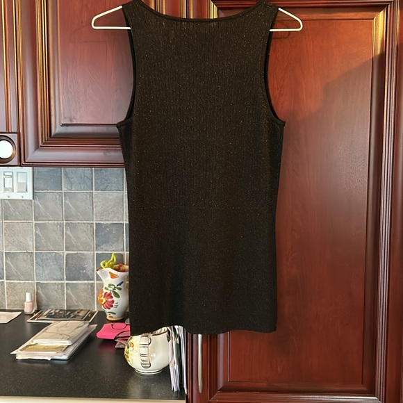 VINTAGE black/silver metallic camisole w/crystal embellishment size small/medium - Picture 5 of 9